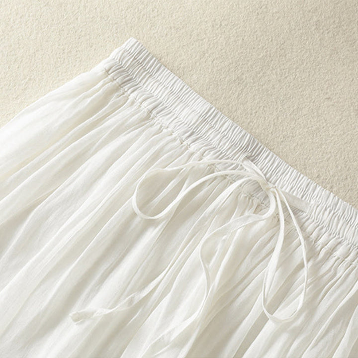 Buddha Stones Summer Plain Drawstring Lace Patchwork Design Women's 7-8 Length Skirt - image 12