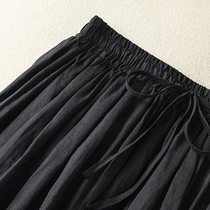 Buddha Stones Summer Plain Drawstring Lace Patchwork Design Women's 7-8 Length Skirt - image 22