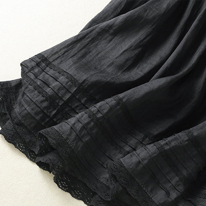 Buddha Stones Summer Plain Drawstring Lace Patchwork Design Women's 7-8 Length Skirt - image 24