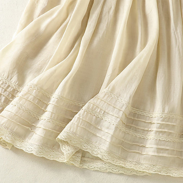 Buddha Stones Summer Plain Drawstring Lace Patchwork Design Women's 7-8 Length Skirt - image 34