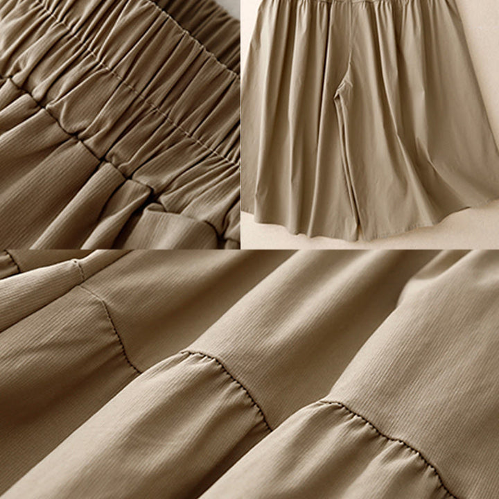 Buddha Stones Casual Loose Plain Women's Cotton Elastic 7-8 Length Wide Leg Pants With Pockets - image 5