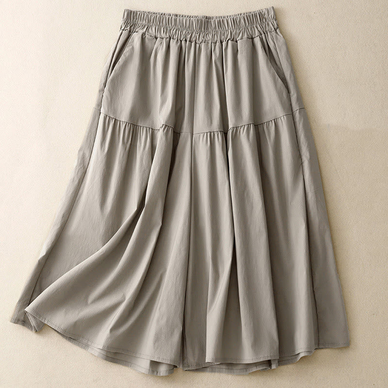 Buddha Stones Casual Loose Plain Women's Cotton Elastic 7-8 Length Wide Leg Pants With Pockets - DarkGray - US8-10，UK/AU12-14，EU40-42 (2XL) - image 6