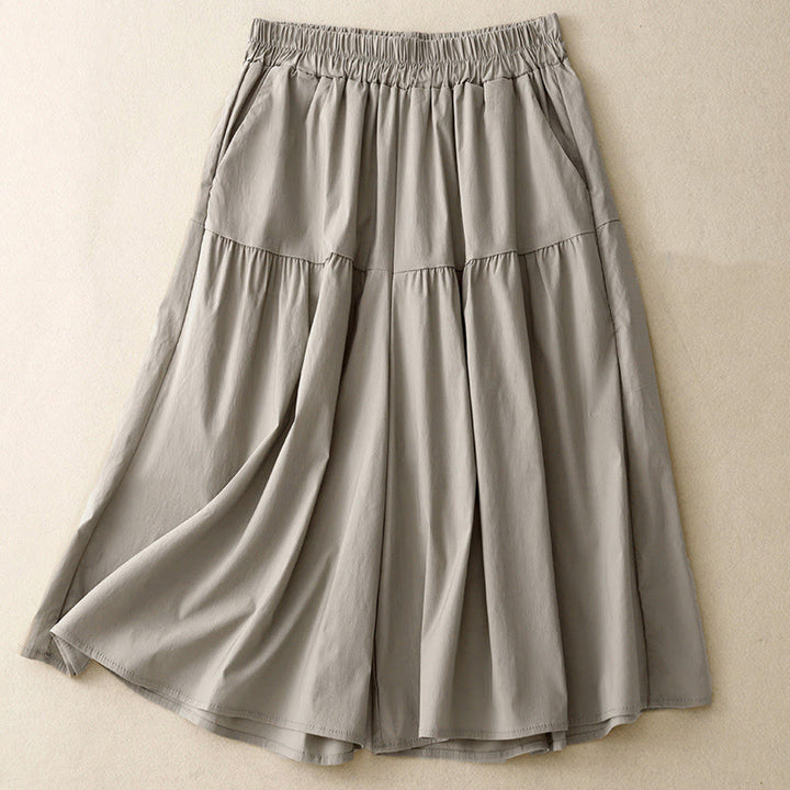 Buddha Stones Casual Loose Plain Women's Cotton Elastic 7-8 Length Wide Leg Pants With Pockets - DarkGray - US8-10，UK/AU12-14，EU40-42 (2XL) - image 6