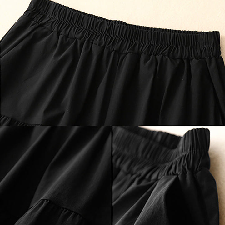 Buddha Stones Casual Loose Plain Women's Cotton Elastic 7-8 Length Wide Leg Pants With Pockets - image 11