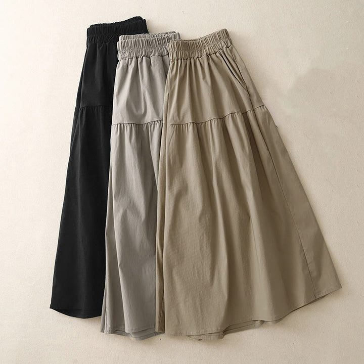 Buddha Stones Casual Loose Plain Women's Cotton Elastic 7-8 Length Wide Leg Pants With Pockets - image 14