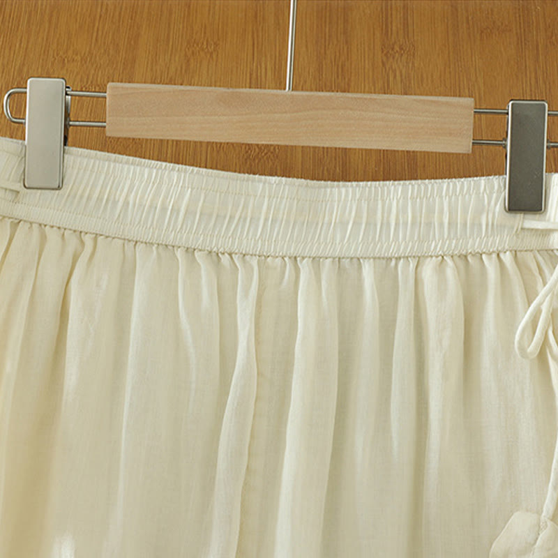 Buddha Stones Casual Plain Lined Ribbon Elastic Women's Polyester Wide Leg Pants With Pockets - image 4