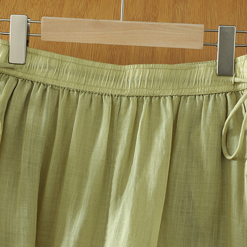 Buddha Stones Casual Plain Lined Ribbon Elastic Women's Polyester Wide Leg Pants With Pockets - image 10