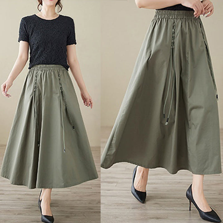 Buddha Stones Summer Casual Pure Color Pleated Design Women's Cotton Skirt - image 12