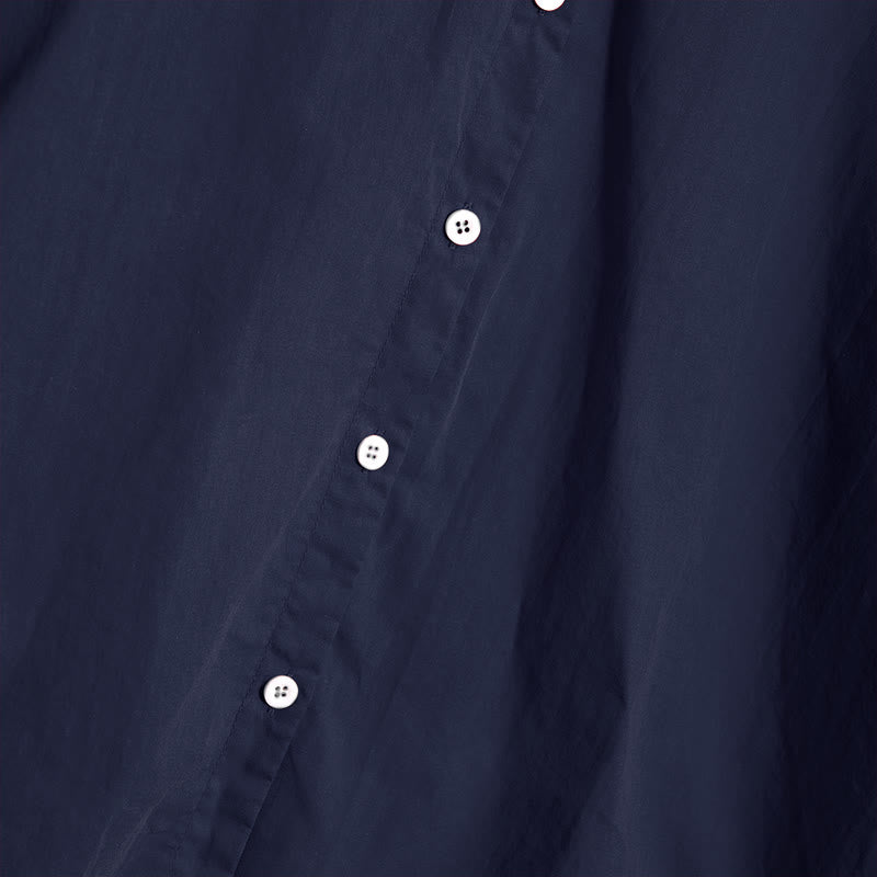 Buddha Stones Summer Casual Plain Breasted Notched Collar Short Sleeve Women's Cotton Linen Shirt - image 4