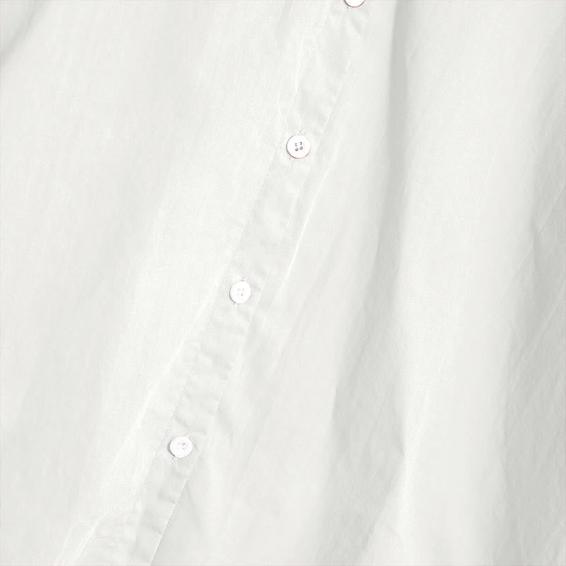 Buddha Stones Summer Casual Plain Breasted Notched Collar Short Sleeve Women's Cotton Linen Shirt - image 34