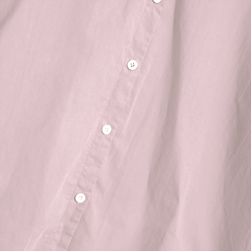 Buddha Stones Summer Casual Plain Breasted Notched Collar Short Sleeve Women's Cotton Linen Shirt - image 40