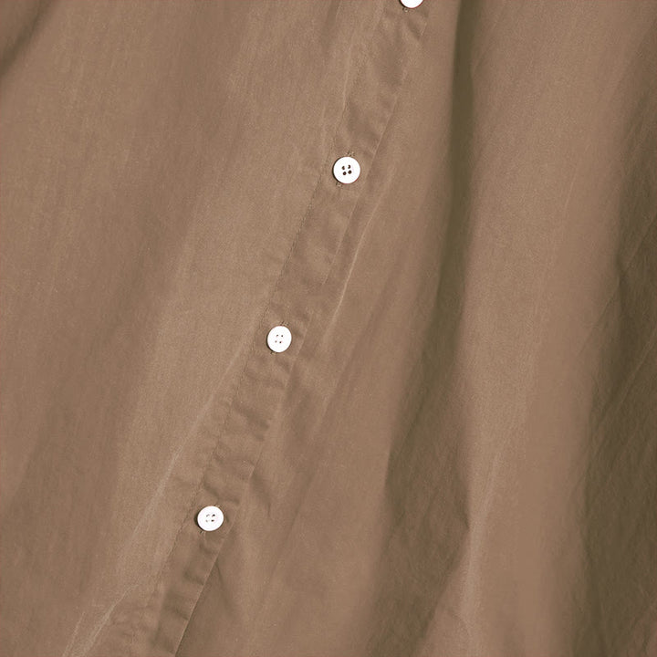 Buddha Stones Summer Casual Plain Breasted Notched Collar Short Sleeve Women's Cotton Linen Shirt - image 58