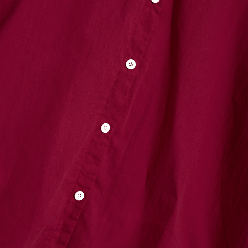 Buddha Stones Summer Casual Plain Breasted Notched Collar Short Sleeve Women's Cotton Linen Shirt - image 70