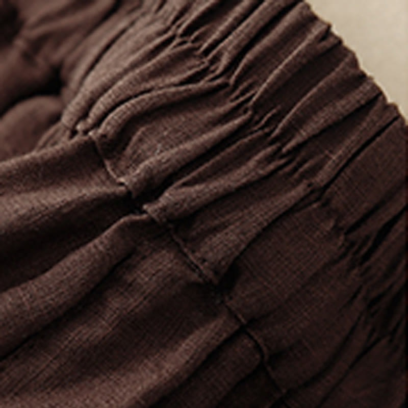 Buddha Stones Summer Casual Plain Cotton Linen Women's Elasti Straight Shorts With Pockets - image 8