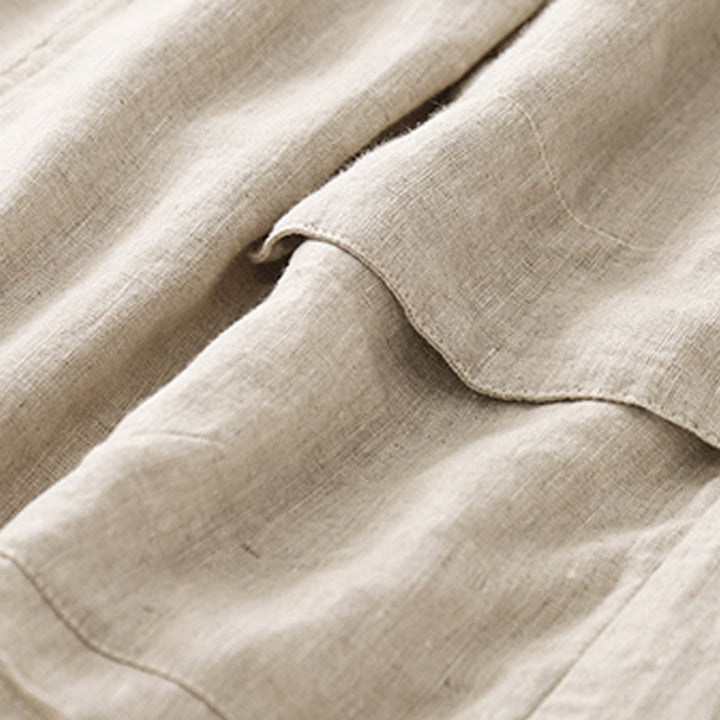 Buddha Stones Summer Casual Plain Cotton Linen Women's Elasti Straight Shorts With Pockets - image 19