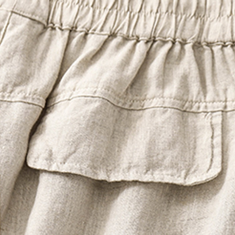 Buddha Stones Summer Casual Plain Cotton Linen Women's Elasti Straight Shorts With Pockets - image 20