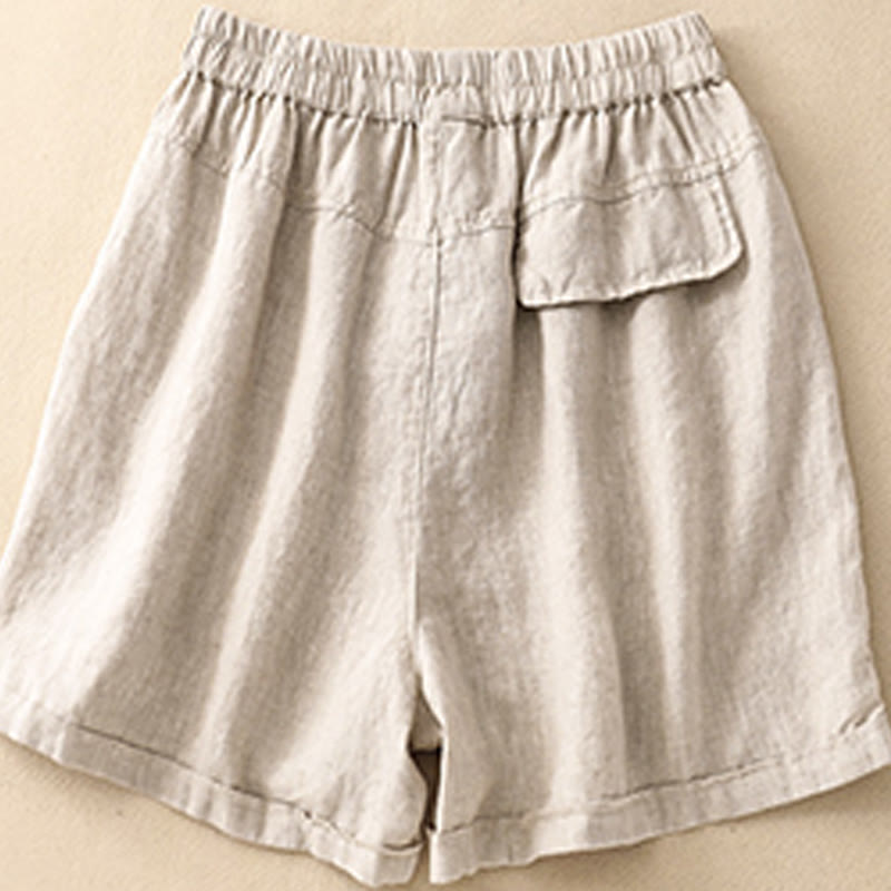 Buddha Stones Summer Casual Plain Women's Elasti Straight Shorts With Pockets - image 13