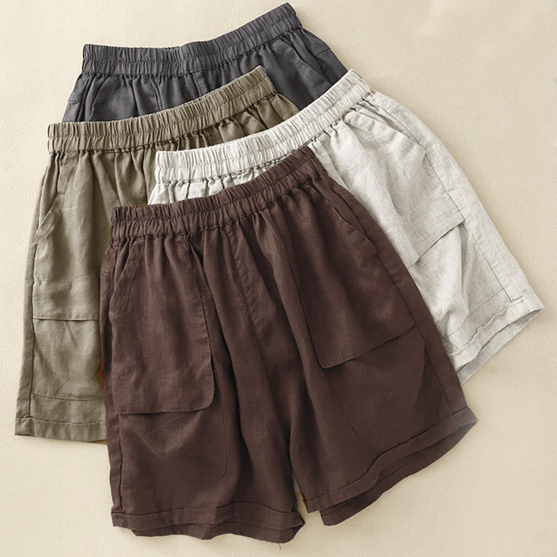 Buddha Stones Summer Casual Plain Women's Elasti Straight Shorts With Pockets - image 27