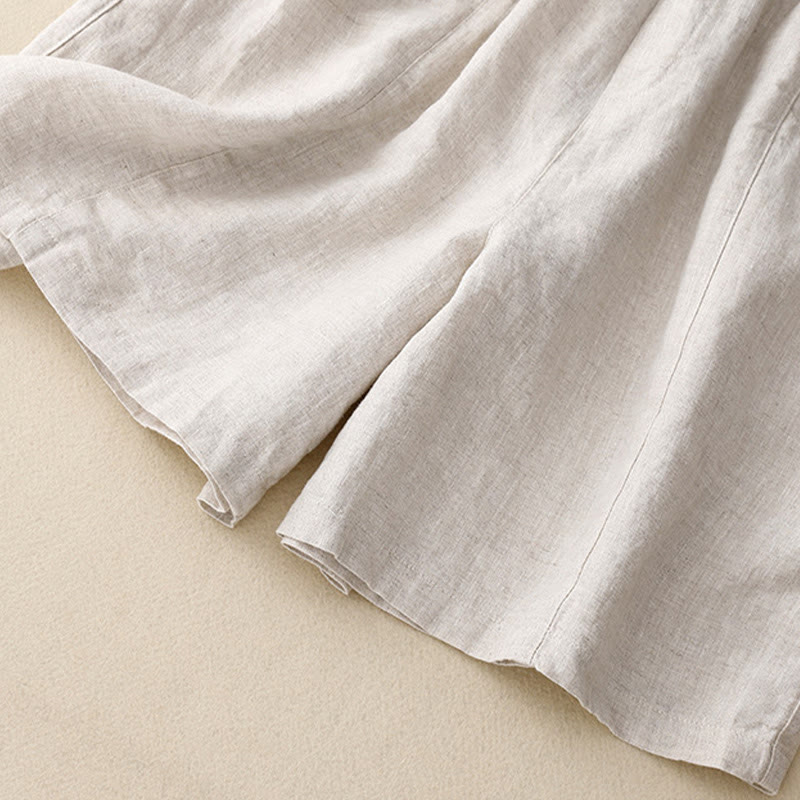 Buddha Stones Summer Casual Buttons Plain Women's Shorts With Pockets - image 12