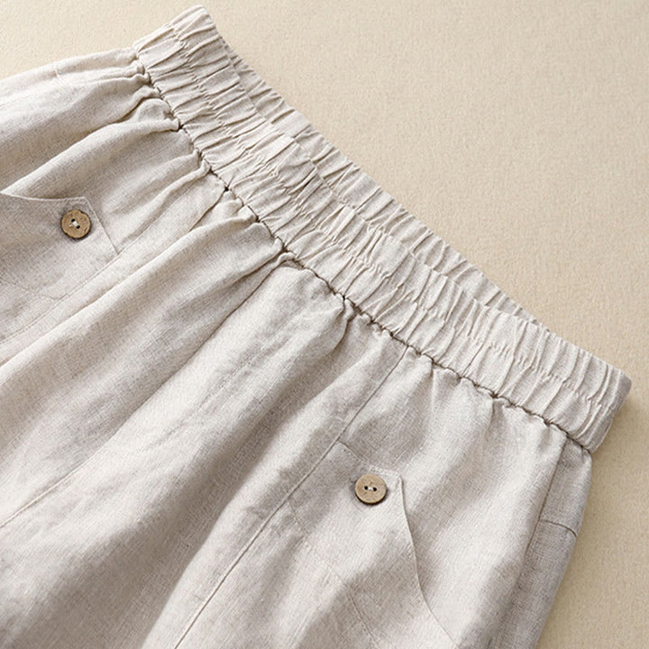 Buddha Stones Summer Casual Buttons Plain Women's Shorts With Pockets - image 7