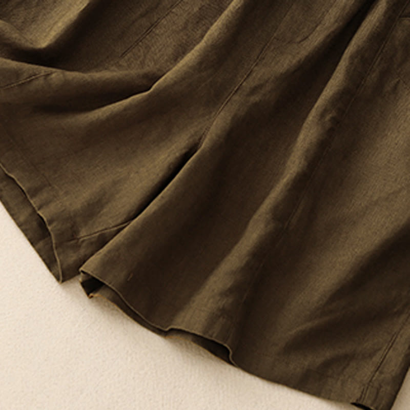 Buddha Stones Summer Casual Buttons Plain Cotton Women's Shorts With Pockets - image 16