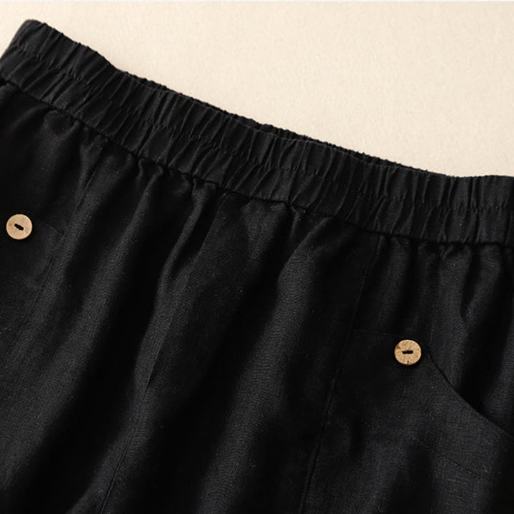 Buddha Stones Summer Casual Buttons Plain Women's Shorts With Pockets - image 25