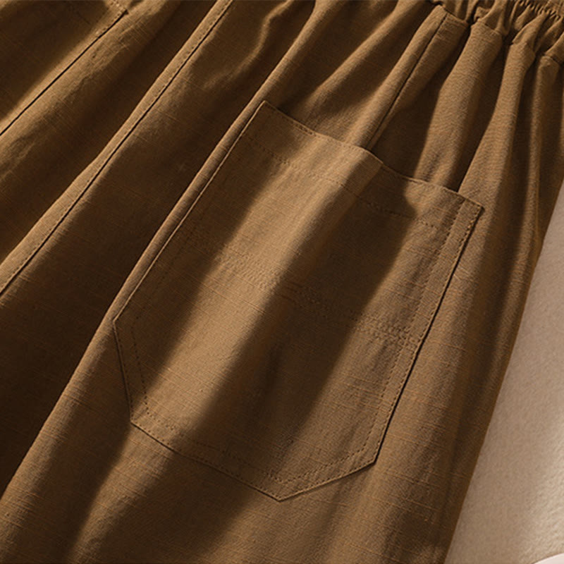 Buddha Stones Summer Casual Elastic Waist Plain Women's Polyester Shorts With Pockets - image 6