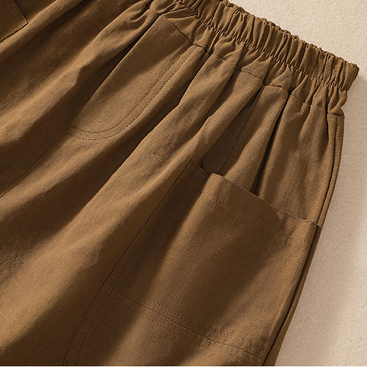 Buddha Stones Summer Casual Elastic Waist Plain Women's Polyester Shorts With Pockets - image 7