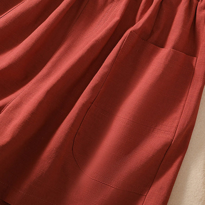 Buddha Stones Summer Casual Elastic Waist Plain Women's Polyester Shorts With Pockets - image 21