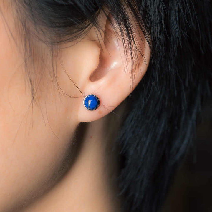 Buddha Stones Vintage 925 Sterling Silver Lazurite Lapis Lazuli Balance Earrings - image 8