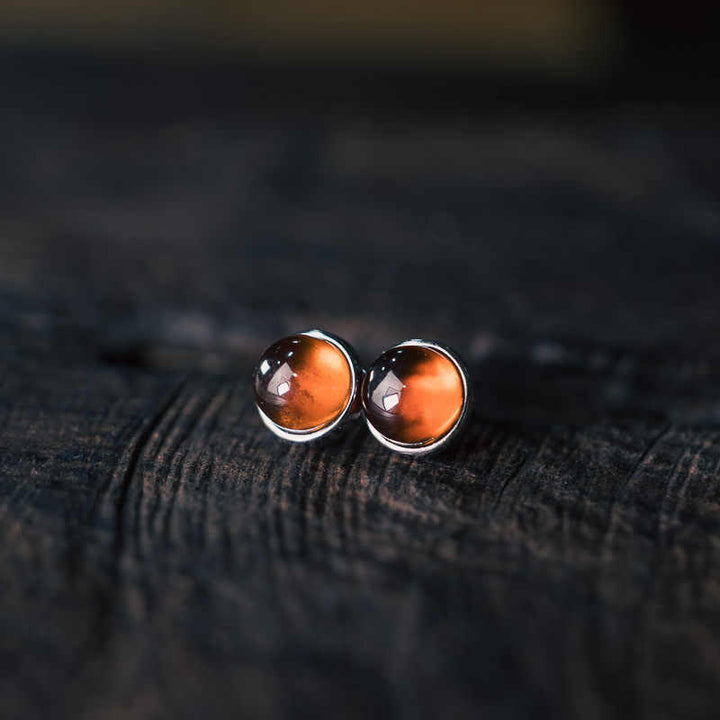 Buddha Stones 925 Sterling Silver Garnet Protection Earrings - image 1