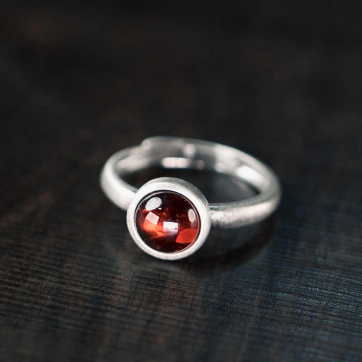 Buddha Stones Natural 925 Sterling Silver Garnet Adjustable Protection Ring - Garnet(Adjustable) - image 0