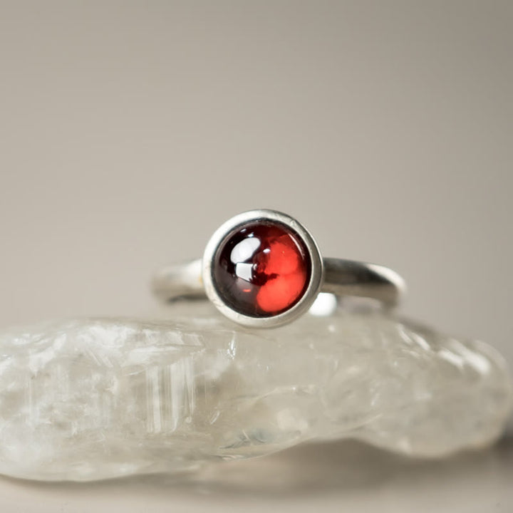 Buddha Stones Natural 925 Sterling Silver Garnet Adjustable Protection Ring - image 2
