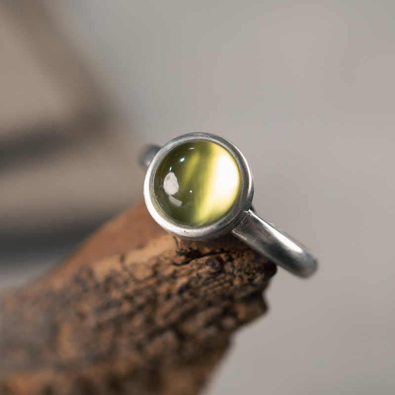 Buddha Stones Natural 925 Sterling Silver Prehnite Citrine Adjustable Happiness Ring - image 4