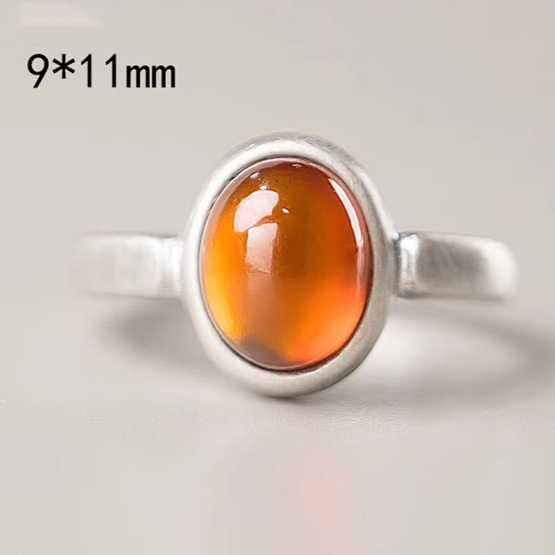 Buddha Stones Natural 925 Sterling Silver Garnet Adjustable Inserted Calm Ring