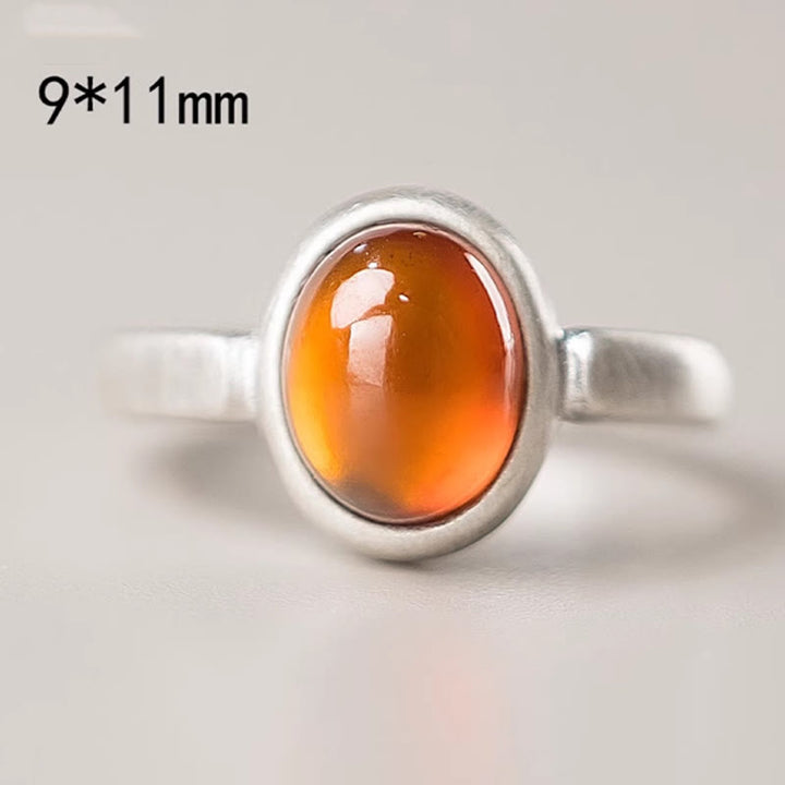 Buddha Stones Natural 925 Sterling Silver Garnet Adjustable Inserted Calm Ring