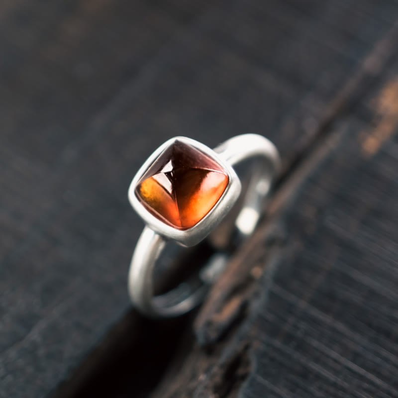 Buddha Stones Natural 925 Sterling Silver Garnet Adjustable Inserted Calm Ring