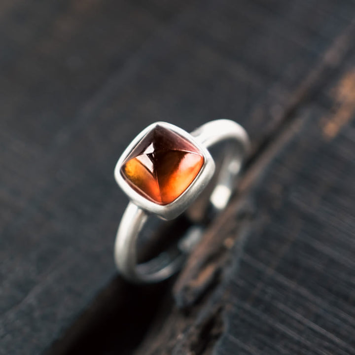 Buddha Stones Natural 925 Sterling Silver Garnet Adjustable Inserted Calm Ring
