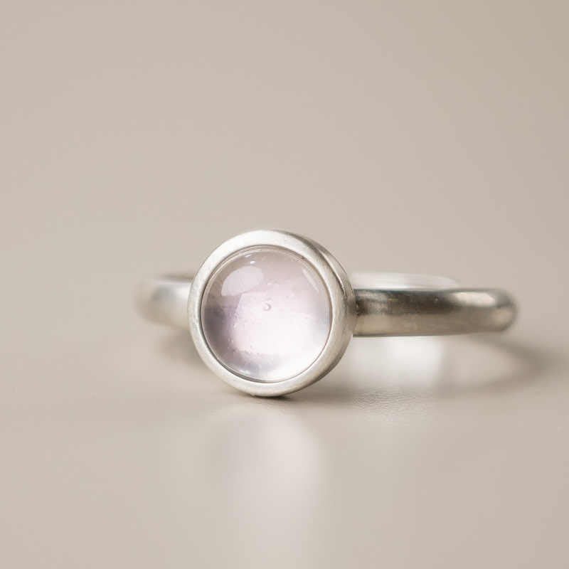 Buddha Stones Natural 925 Sterling Silver Pink Crystal Adjustable Warmth Ring - B Style(About 9*9mm) - image 7