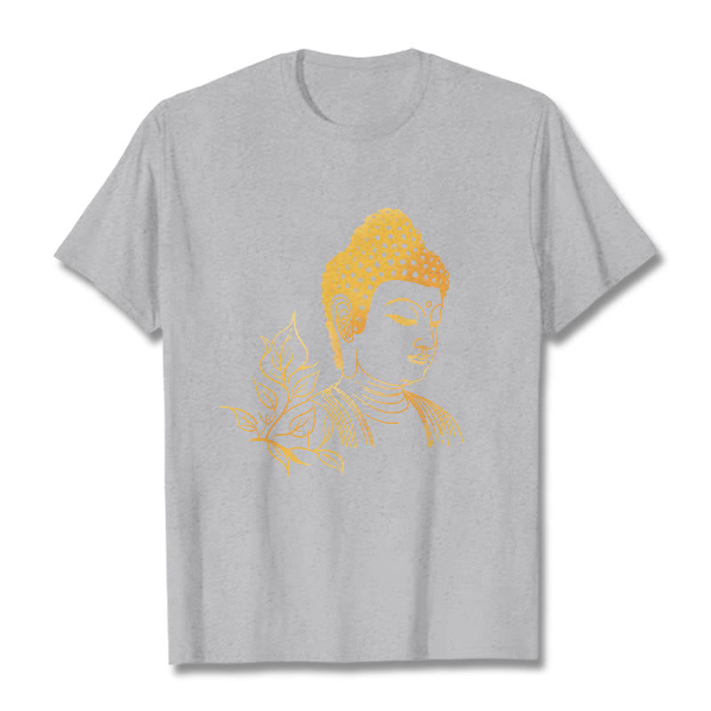 Buddha Stones Golden Leaves Meditation Buddha Tee T-shirt - LightGrey - 2XL - image 20