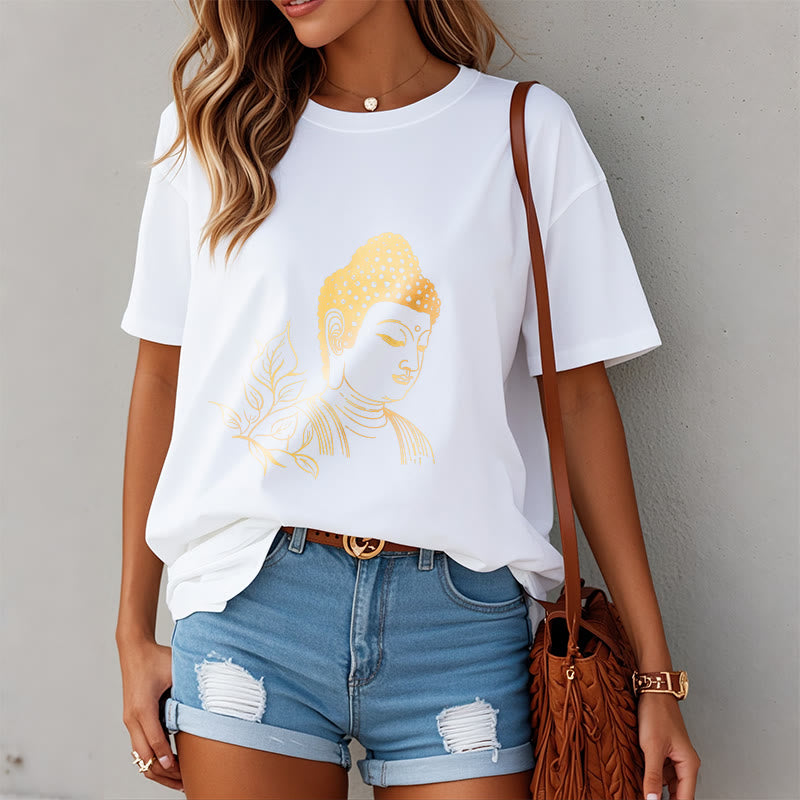 Buddha Stones Golden Leaves Meditation Buddha Tee T-shirt - image 8