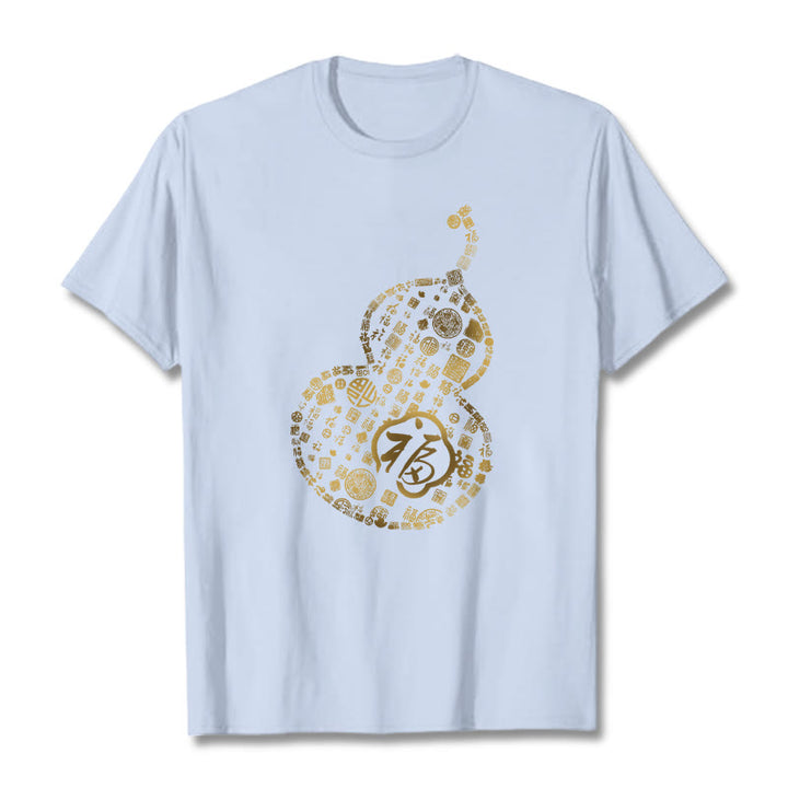 Buddha Stones Gourd Fu Character Design Tee T-shirt - LightCyan - 2XL - image 19