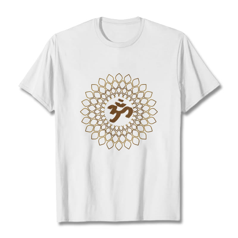 Buddha Stones Rhombus OM Design Tee T-shirt - White - 2XL - image 1