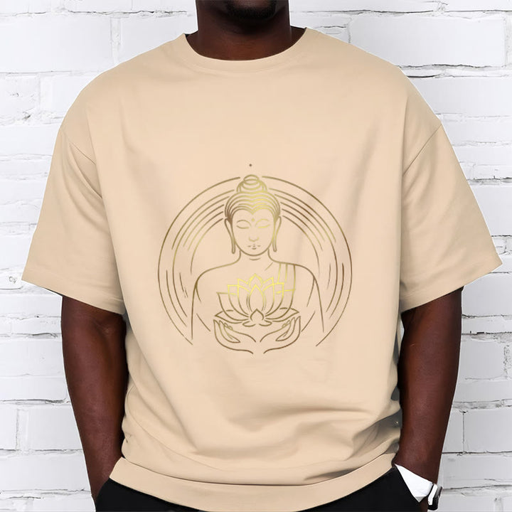 Buddha Stones Golden Buddha Holding A Lotus Flower Tee T-shirt - image 10