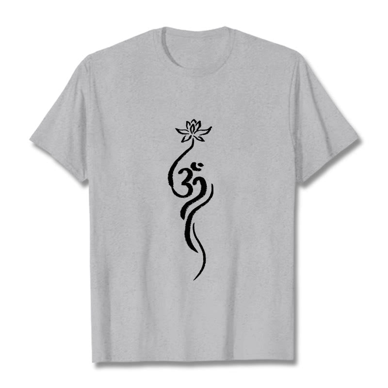 Buddha Stones Lotus Flower Om Design Tee T-shirt - LightGrey - 2XL - image 20