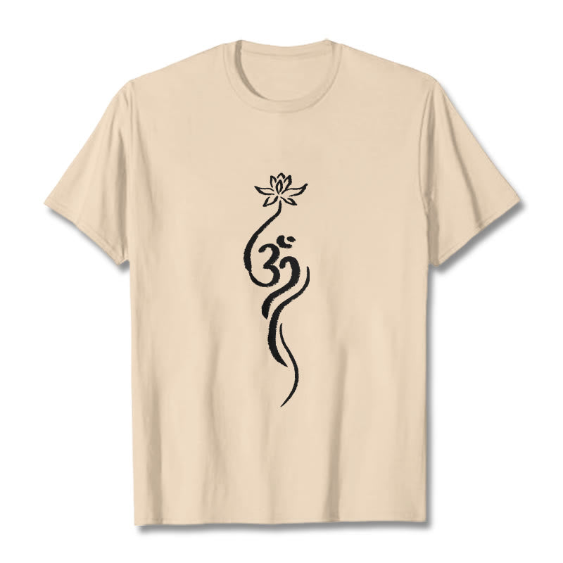 Buddha Stones Lotus Flower Om Design Tee T-shirt - Bisque - 2XL - image 10