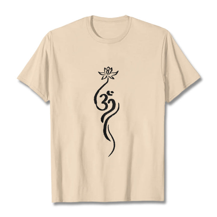 Buddha Stones Lotus Flower Om Design Tee T-shirt - Bisque - 2XL - image 10