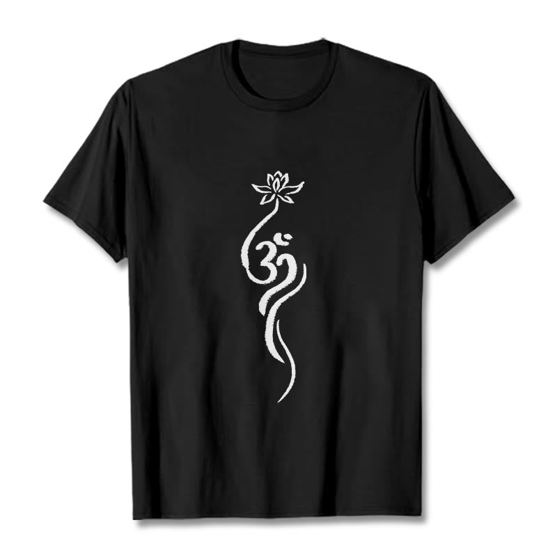 Buddha Stones Lotus Flower Om Design Tee T-shirt - Black - 2XL - image 5