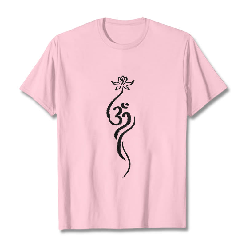 Buddha Stones Lotus Flower Om Design Tee T-shirt - LightPink - 2XL - image 13