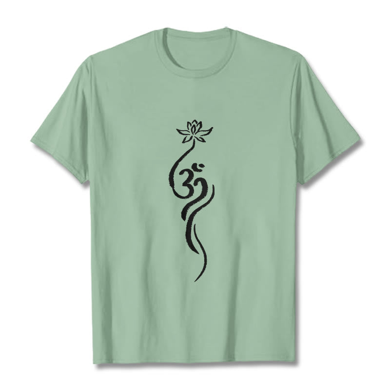 Buddha Stones Lotus Flower Om Design Tee T-shirt - PaleGreen - 2XL - image 15